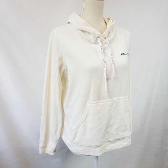 Hale Bob Cream Velour Hoodie size Large - Picture 7 of 12